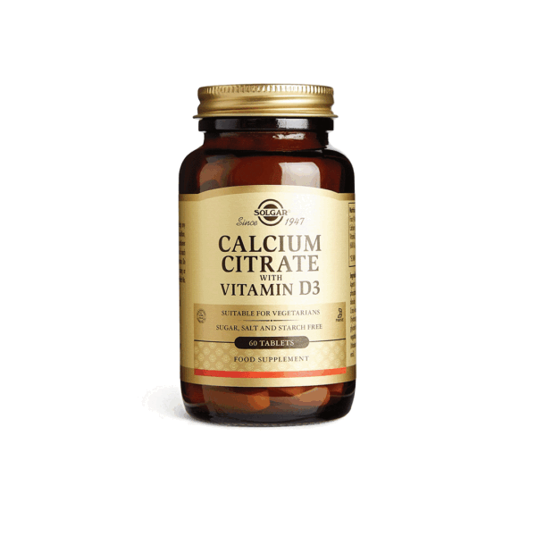SOLGAR CALCIUM CITRATE + VITAMIN D3 TBL A60