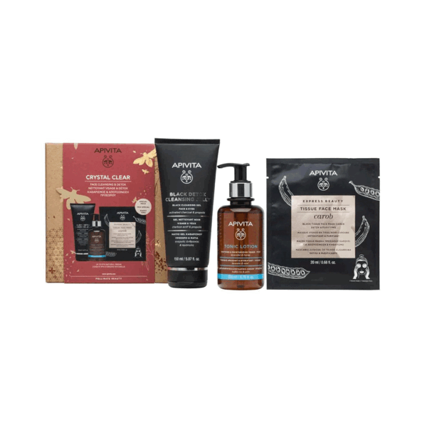 APIVITA SET BLACK DETOX + TONIC LOSION + MASKA ROGAČ