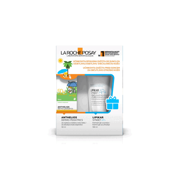 LA ROCHE-POSAY ANTHELIOS DERMO-PEDIATRICS LOSION ZA OSJETLJIVU KOŽU BEBA SPF50 50ML + LIPIKAR SYNDET AP+ GEL ZA ČIŠĆENJE 100ML